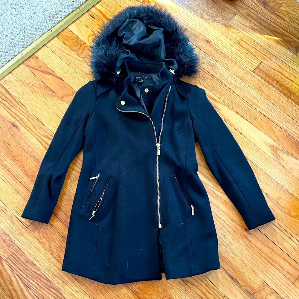 INC PET/SM BLACK WINTER FASHION COAT